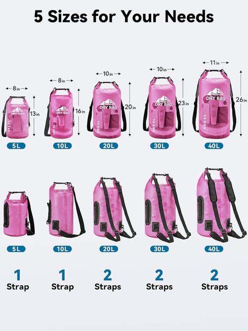 HEETA Waterproof Dry Bag - Lightweight Roll Top Storage for Travel, Swimming & Kayaking | 5L/10L/20L/30L/40L Options