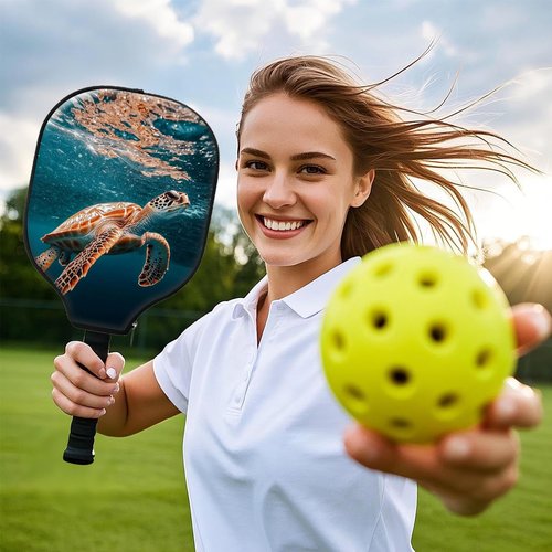 FQSXFIFN for Pickleball Paddle Cover with Smooth Zipper, Durable & Scratch-Resistant for Pickleball Paddle Case Protection, Sea Turtle Sleeve for Pickleball Paddles Racket