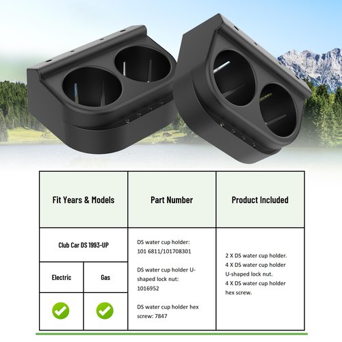 10L0L Club Car Cup Holder Kit Dual for Club Car DS 1993-Up Models Gas & Electric Golf Cart OEM#1016811 101708301 (2PCS/Pack)