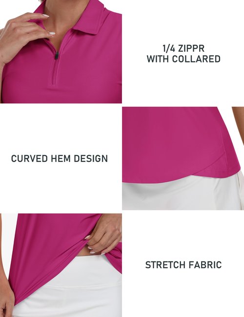AIRIKE Golf Polo Shirts for Women Sleeveless Summer Sports Athletic Fashionable Workwear-Quick Dry Womens Tank Tops Medium A-Hot Pink