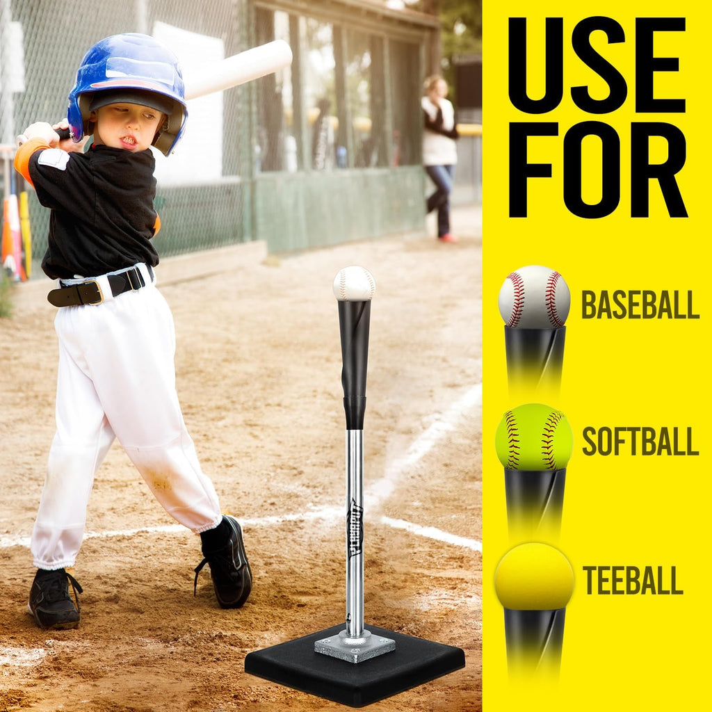 PLAYAPUT Portable Baseball Batting Tee - Height Adjustable 25-37 Inches | Easy Transport & Durable Design for All Ages