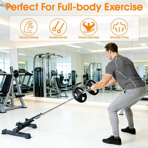Landmine Base Gym Equipment - Dual & Single Head, 360° Rotating T-Bar Row Attachment for Barbell - Compact Design for Home Workouts