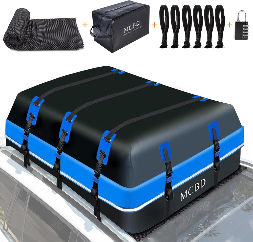 Skiennix Rooftop Cargo Carrier - 21 Cubic Feet Soft-Shell Waterproof Luggage Bag for SUVs | Includes 10 Straps & Anti-Slip Mat
