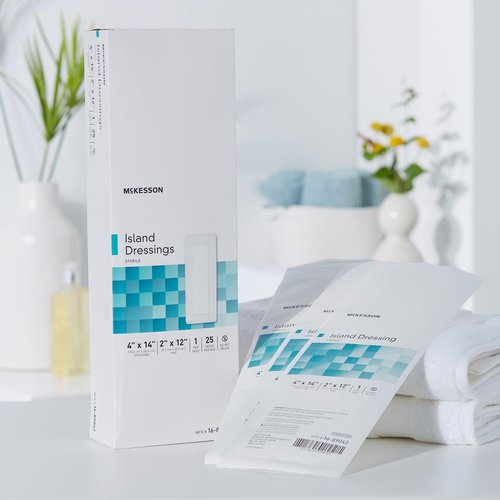 McKesson Island Dressings, Sterile, Dimension 4 in x 14 in, Pad 2 in x 12 in, 25 Count, 1 Pack