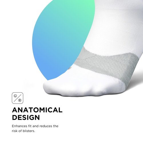 FeeturesElite Ultra Light Cushion Mini Crew Sock - Sport Sock with Targeted Compression - White, Medium (3 Pair)