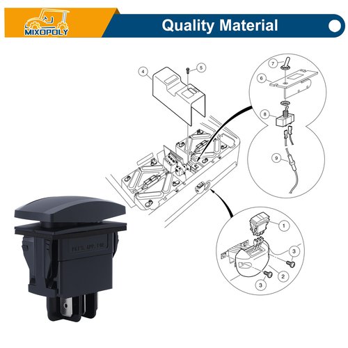 MIXOPOLY Golf Cart Forward Reverse Switch Replacement for Club Car DS/Precedent/Onward/Tempo 1996-up Electric 48V, FNR Rocker Switch Replace OEM 1018560-01 101856002