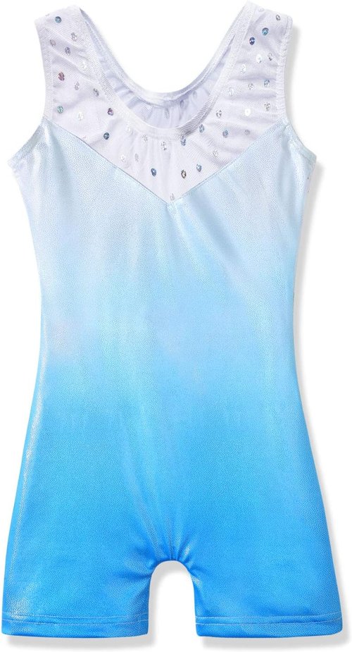 HOZIY Leotards for Girls - Sparkly Snowflake Biketard in Blue, Purple & Hot Pink | Perfect for Gymnastics