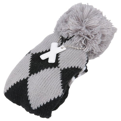 Knit Pom Pom Golf Club Hybrid Head Cover Utility Cover UT Cover (Grey)