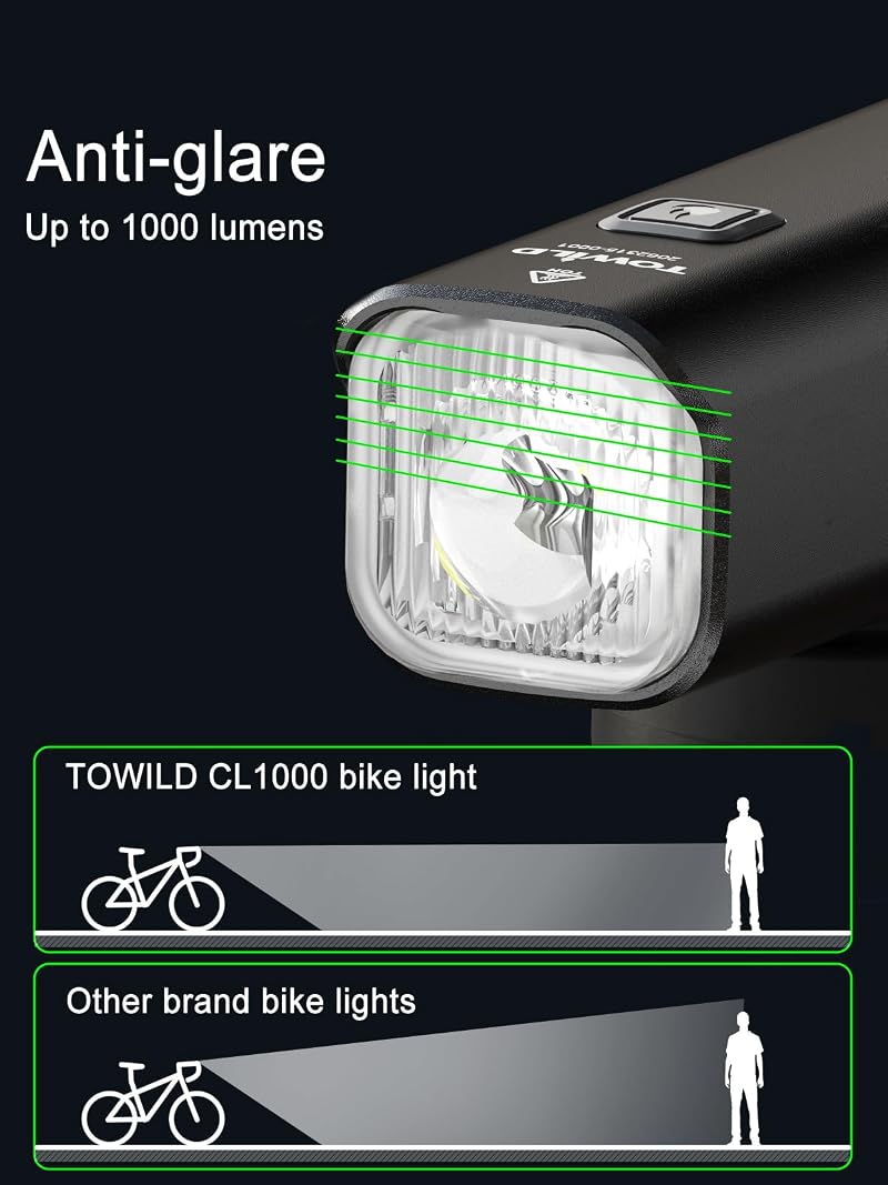 CL1000+Remote Bike Light 1000 Lumens Front Light for Night Cycling with Garmin GoPro Mount