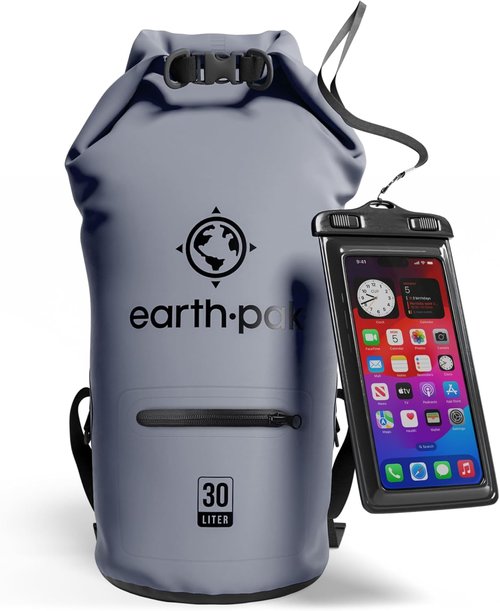 Earth Pak Waterproof Dry Bag - Keeps Gear Dry with Zippered Pocket | Durable & Lightweight Design