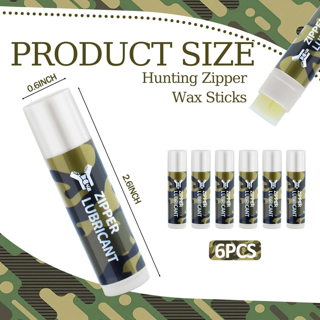 6Pcs Hunting Zipper Wax Sticks Portable Snap Lubricant Sticks Camouflage Snap Stick Zipper Lubricant Zipper Lube for Hunting Clothing Backpacks Tents Wetsuits Drysuits