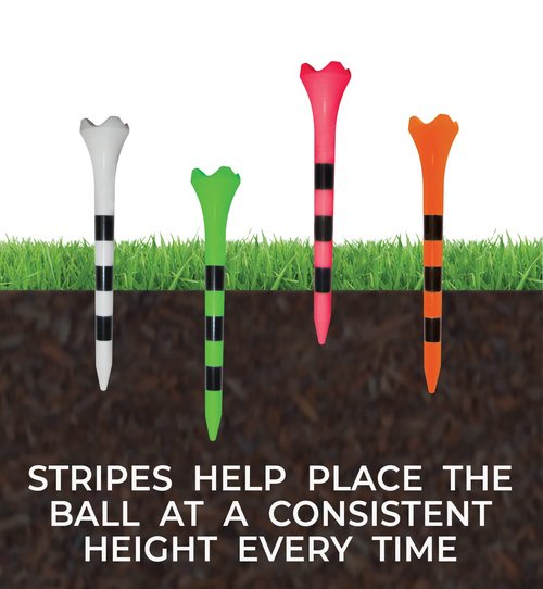Pride Golf Tee Performance Plastic Golf Tees - 100 Count, 3-1/4 Inch - Citrus Pink - Striped for Consistency - Low Resistance Head Design