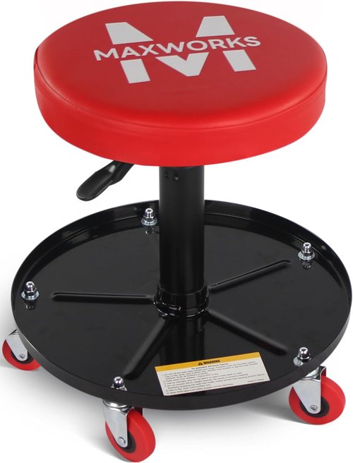 MaxWorks 80771 Pneumatic Roller Seat | Adjustable Height Creeper with 300 lb Capacity