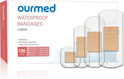 Clear Waterproof Bandages by [Brand Name] - Adhesive First-Aid Wound Care for Fingers, Knees & Heels | 100 Count Assorted Sizes