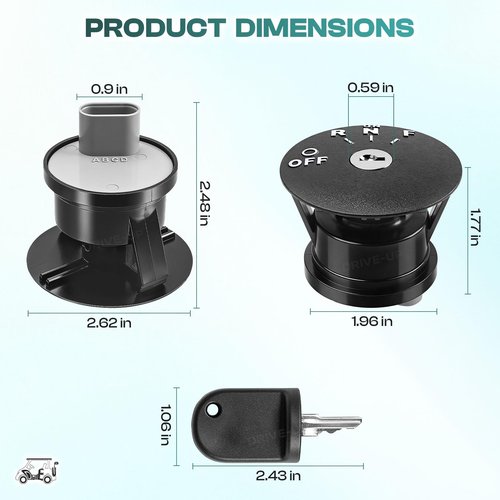 DRIVE UP Ignition Key Switch W/2 Keys for EZGO Electric RXV 2008-Up, OEM 605637 (Key Switch and Keys)