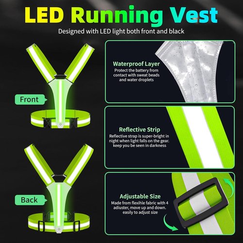 LED Reflective Vest by Skiennix - 5 Color Modes, Adjustable Running Gear for Men, Women & Kids