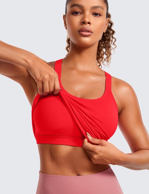 CRZ YOGA Seamless Ribbed Tank Top - Women's Workout Racerback Camisole with Built-In Bra, Comfortable Fit