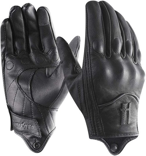 Harssidanzar Leather Motorcycle Gloves - Touchscreen Compatible for Men | GM028