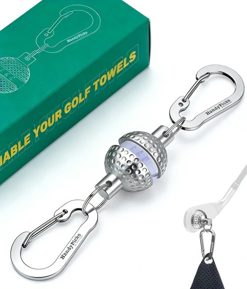 Handy Picks Magnetic Golf Towel Clip – Patented Mini Golf Ball Design – Convert Any Golf Towel with Eyelet into Magnetic Towel – Strong Magnet Holder for Cart, Bag & Clubs
