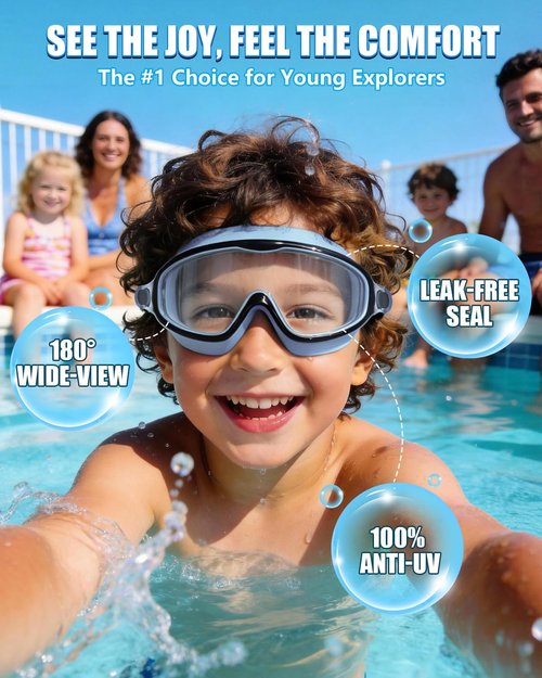 Aegend Swim Goggles for Kids | 2-Pack Wide Frame Anti-Fog & UV Protection for Ages 3-14
