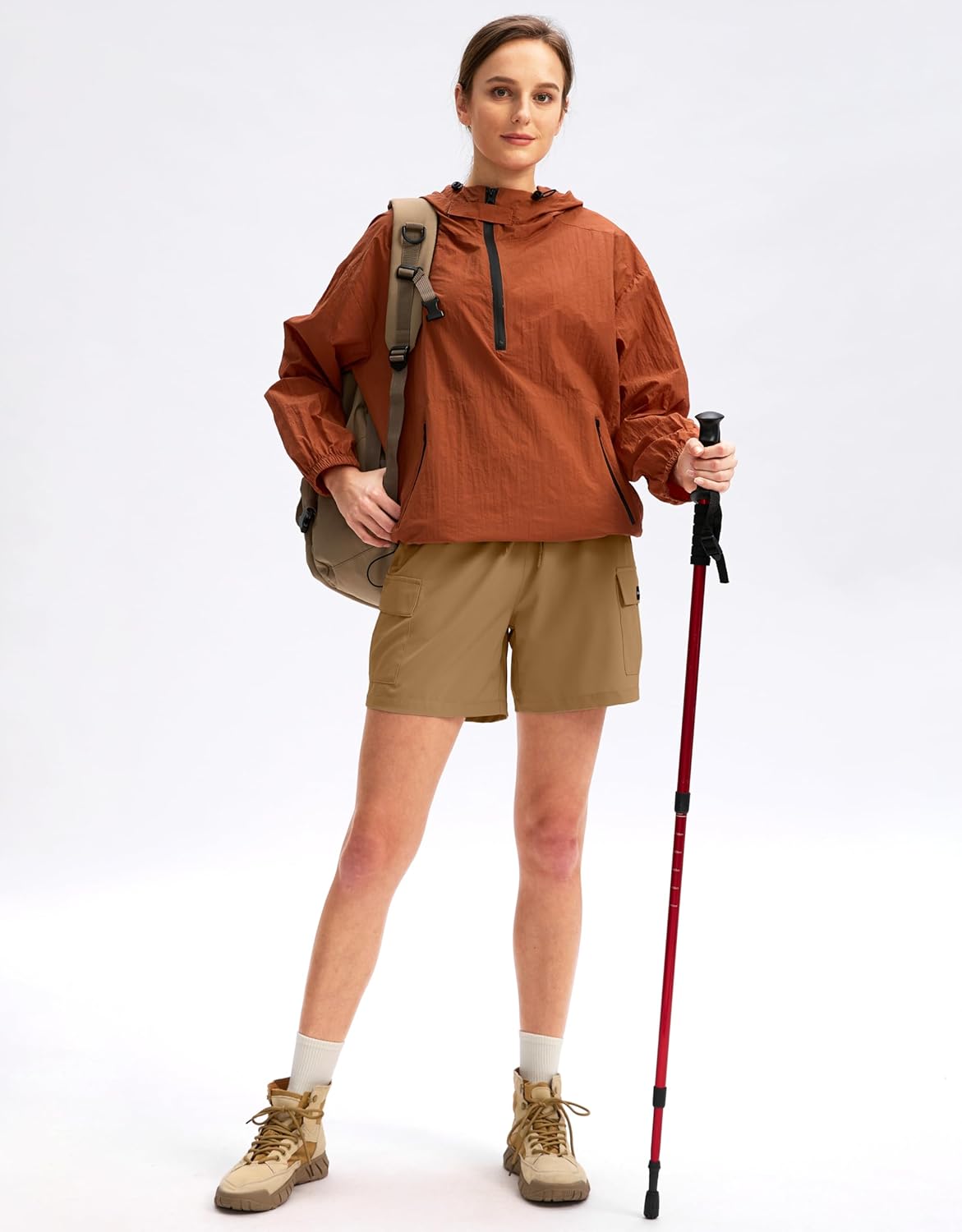 SANTINY Women's Quick-Dry Hiking Cargo Shorts - Lightweight Athletic Shorts with Zipper Pockets | 5''/7''/9'' Sizes