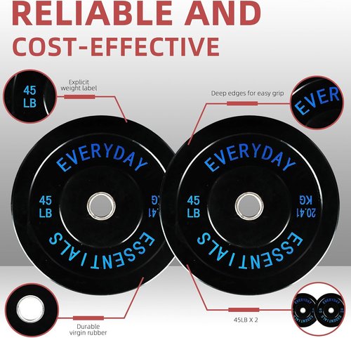 Fitvids Olympic Bumper Plates - Ideal Weight Plates for Weightlifting & Strength Training | Multiple Weights Available