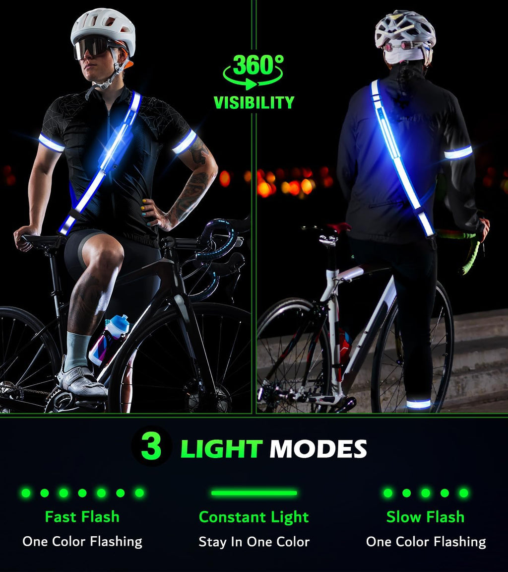 Ylzzrs LED Reflective Running Belt - High Visibility Adjustable Safety Gear for Night Walks | Includes Phone Bag/Armband