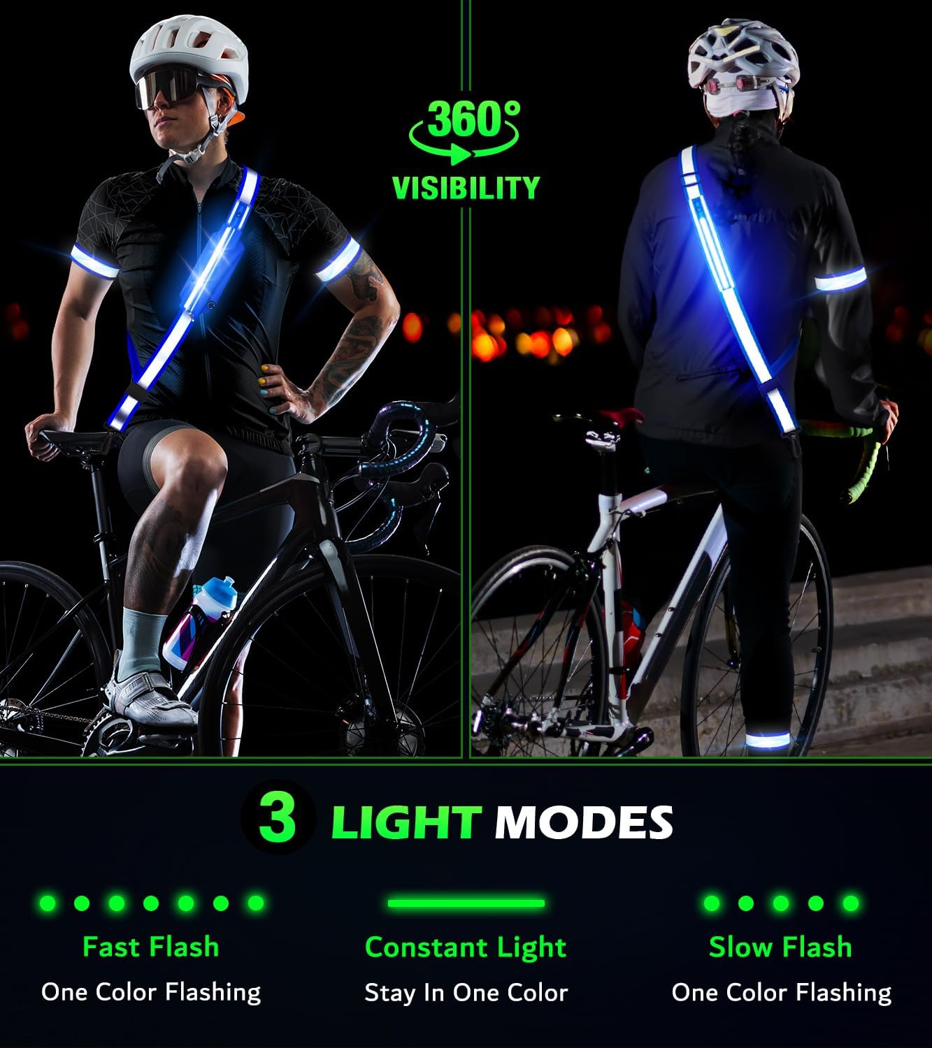 Ylzzrs LED Reflective Running Belt - High Visibility Adjustable Safety Gear for Night Walks | Includes Phone Bag/Armband