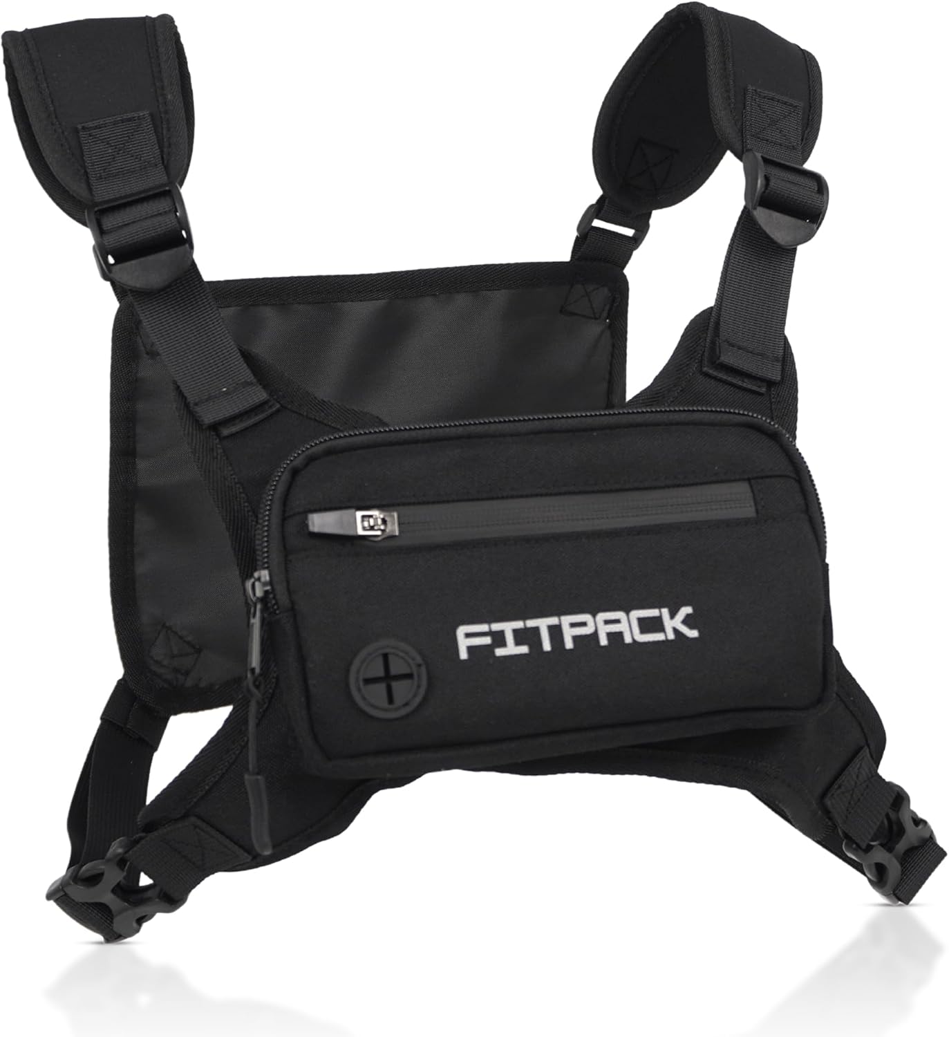 Skiennix Running Vest - Lightweight Water-Resistant Chest Bag with Phone Holder | Adjustable Straps (Black)