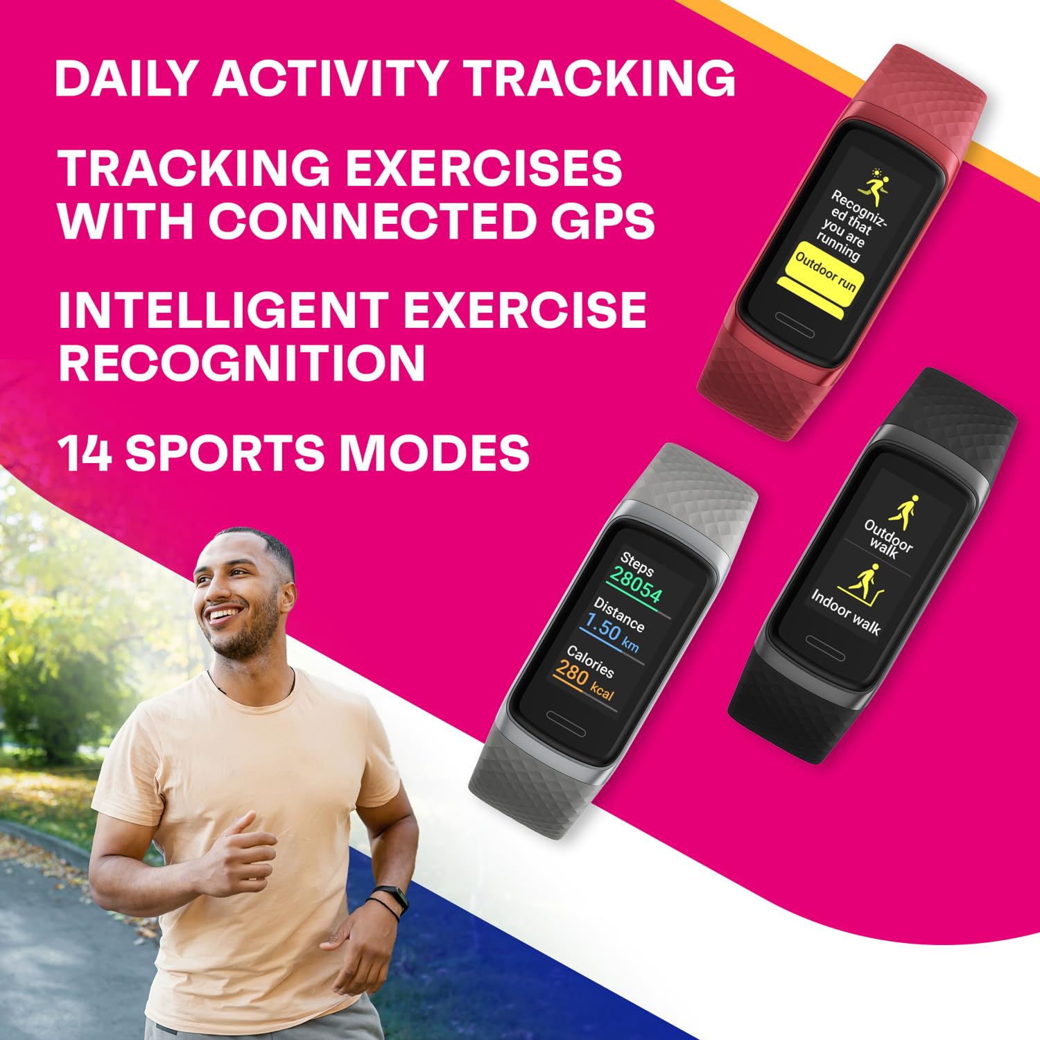 OCTANDRA Active 2 VeryFit Fitness Tracker Heart Rate SpO2 Blood Oxygen Saturation Sleep Monitor 1.05" Screen Activity Step Counter Pedometer IP68 Waterproof Smart Watches for Men Women (ID155) (Black)