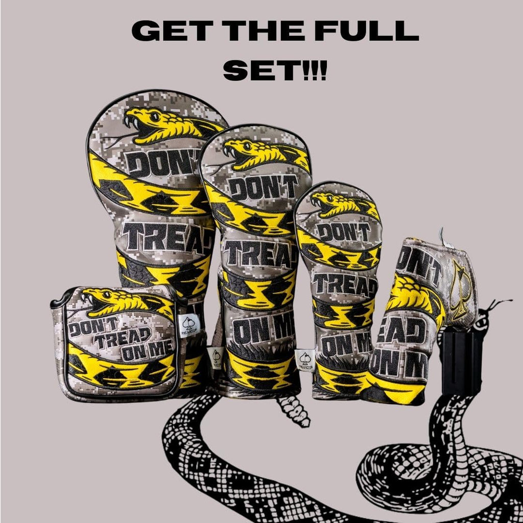 Pins & Aces Golf Co. Don’t Tread On Me Premium Fairway Headcover - Quality Leather, Hand-Made Golf Wood Head Cover - Style Customize Your Bag - Tour Inspired, American, Patriotic Classic Design