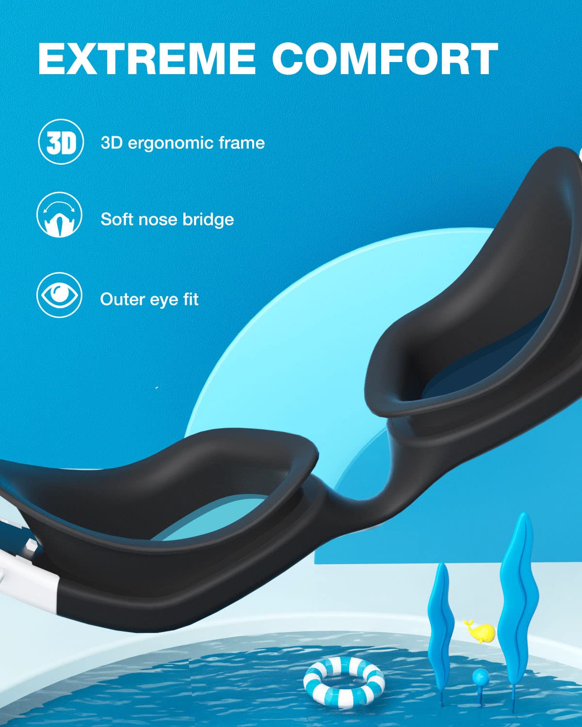 ZIONOR Kids Swim Goggles, G1 MINI UV Protection Anti-Fog Polarized Swimming Goggles for Age 6-14