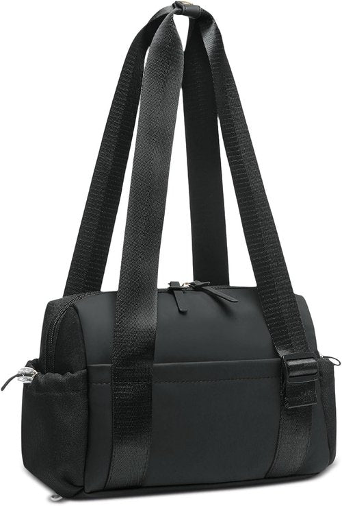 Mini Gym Bag for Women, Yoga Small Sports Bag for Women Girls, Waterproof PU Fitness Tote with Wet Compartment, Black