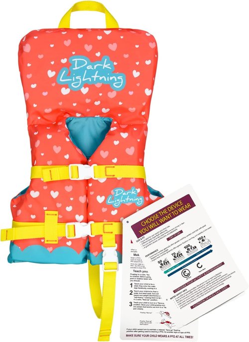 Dark Lightning Infant Life Jacket - USCG Approved Swim Vest for Babies 0-30 lbs | Perfect for Pool & Beach Fun