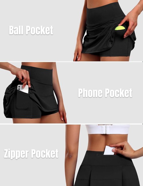 JoyGirl Women's Tennis Skirt - High Waist Pleated Golf Skirt with Shorts & Pockets | Athletic Skort