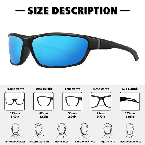 MEETSUN Polarized Sports Sunglasses for Men Women Wrap Around Driving Cycling Golf Fishing Sun Glasses UV400 Protection 3Pack- Black+Blue+Silver