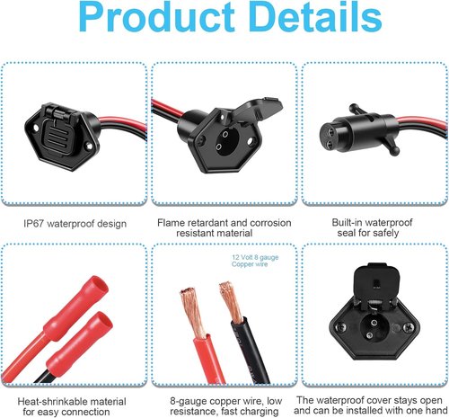 Minn Kota Trolling Motor Plug - Professional Waterproof 12V-24V Quick Connect | 8 Gauge 2 Wire Receptacle