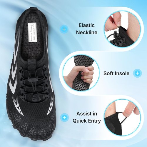 **Skiennix Barefoot Water Shoes - Comfortable Aqua Socks for Hiking, Swimming & Beach Activities | Wide Toe Box**