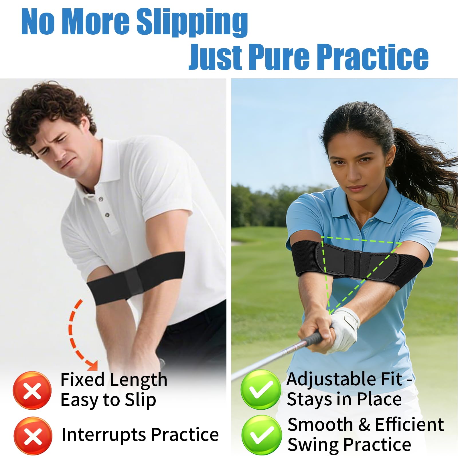 TOTITOM Golf Swing Training Aid- Adjustable Swing Correcting Arm Band, Swings Path Control for Enhance Muscle Memory & Connection, Golf Trainer for Right & Left-Handed Players