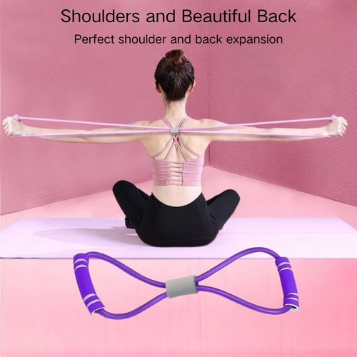 21 Fitness Resistance Bands-6 Tube Pedal Ankle Puller with 8 Shape Resistance Band,Multifunction Tension Rope,for Strength Training,Tummy,Waist,Leg Slimming,Home Gym Exercise Equipment (Purple)