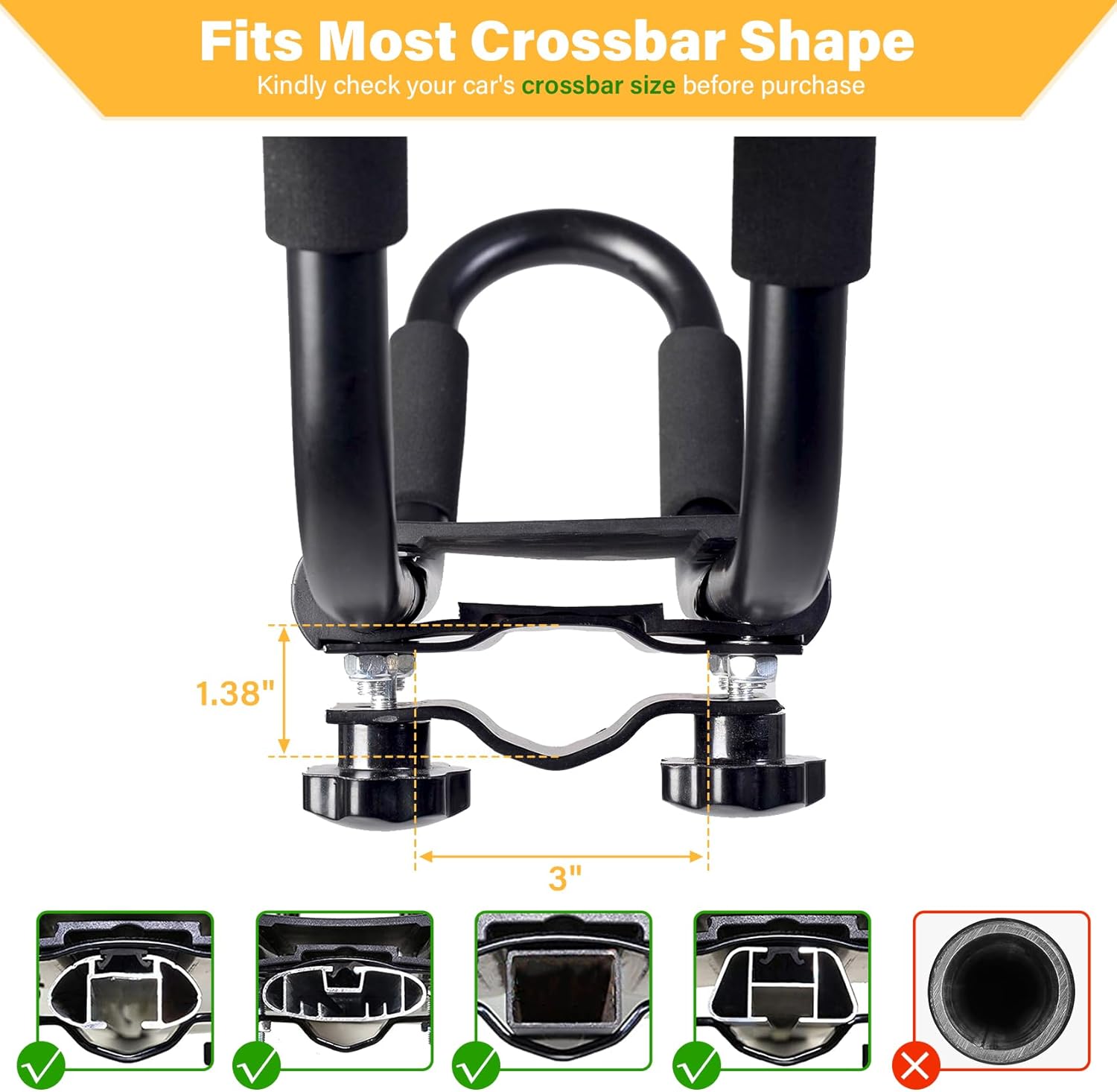 PIRIPARA Kayak Roof Rack - J-Bar Carrier Holder for Canoes & Surf Skis | Set of 4 for SUVs & Trucks