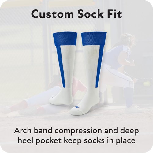 Sof Sole Baseball/Softball Over-the-Calf Team Athletic Performance Socks (2 Pair), Small, White Black Stirrup
