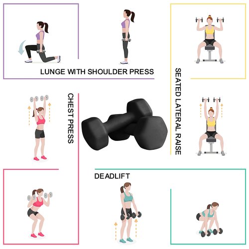 Balelinko Home Gym Equipment Workouts Strength Training Weight Loss Pilates Weights Yoga Sets Weights for Women, Men, Seniors and Youth, 12LB Black, Pair