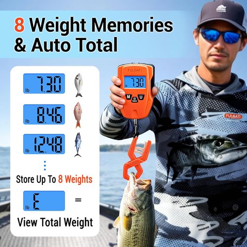 Fish Scale Digital Fishing Scale - 110 lb Capacity with Lip Gripper & LCD Display | Perfect Fishing Gift for Men