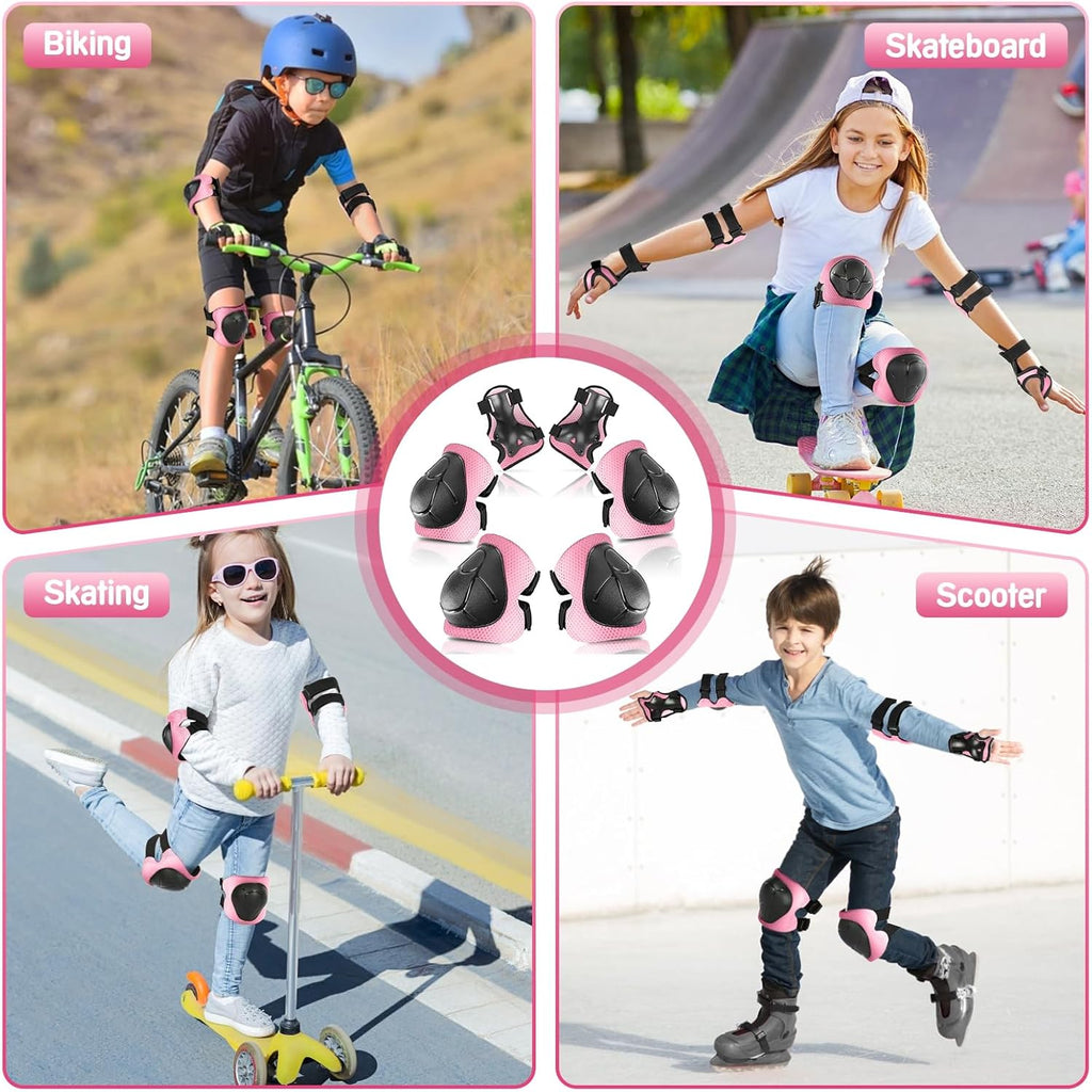 Wemfg Kids Protective Gear Set - 3-in-1 Knee, Elbow Pads & Wrist Guards for Ages 3-14 | Ideal for Skating & Cycling