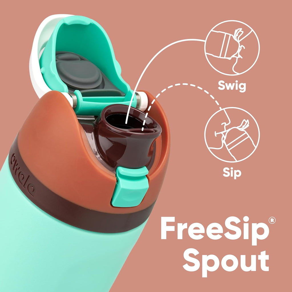 Owala Kids FreeSip Insulated Stainless Steel Water Bottle - BPA-Free, 16 oz, Mint Chocolate | Perfect for Sports & School