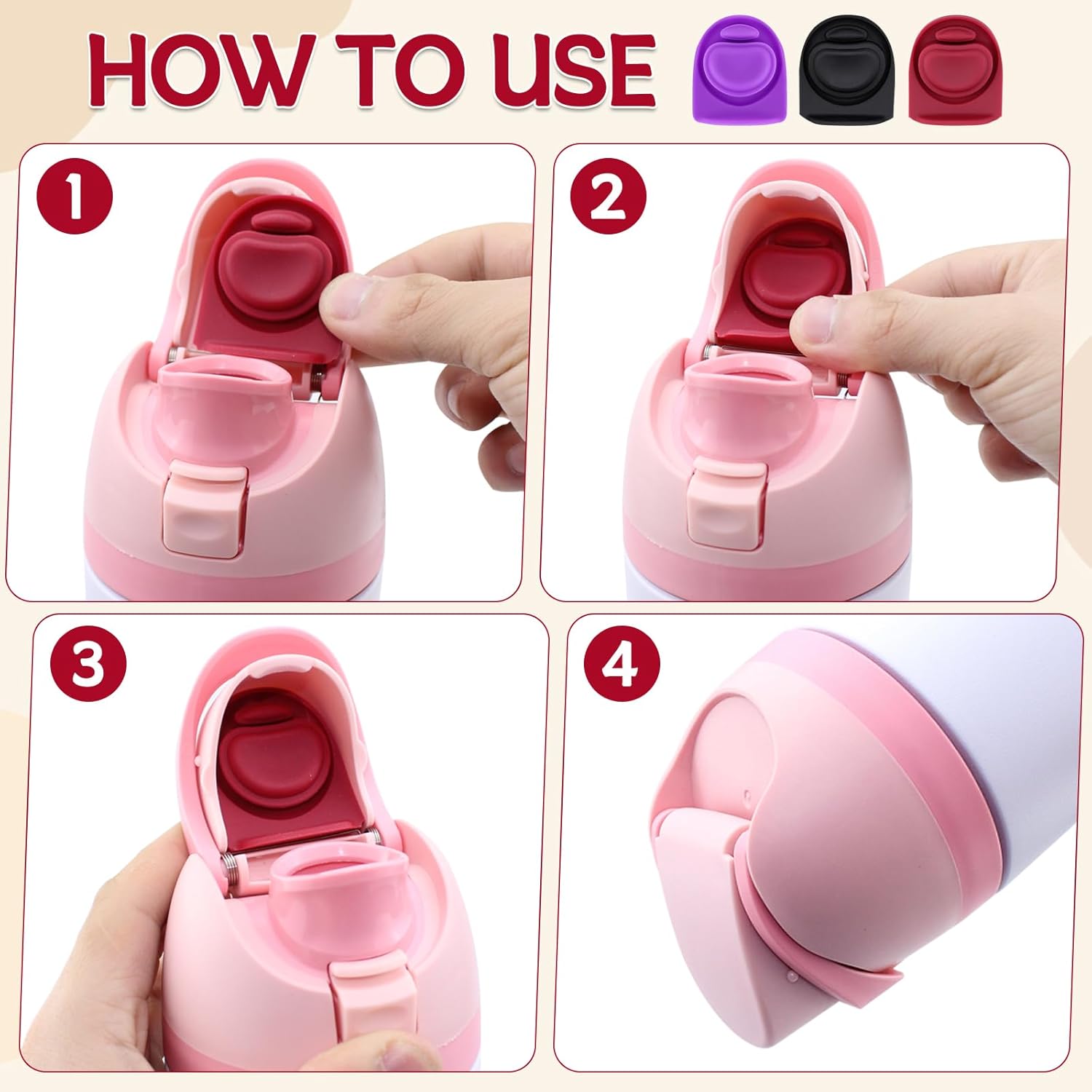 Owala | 3-Pack Replacement Rubber Stopper Seals - Silicone Lid Caps for 16/19/24/32/40oz Bottles