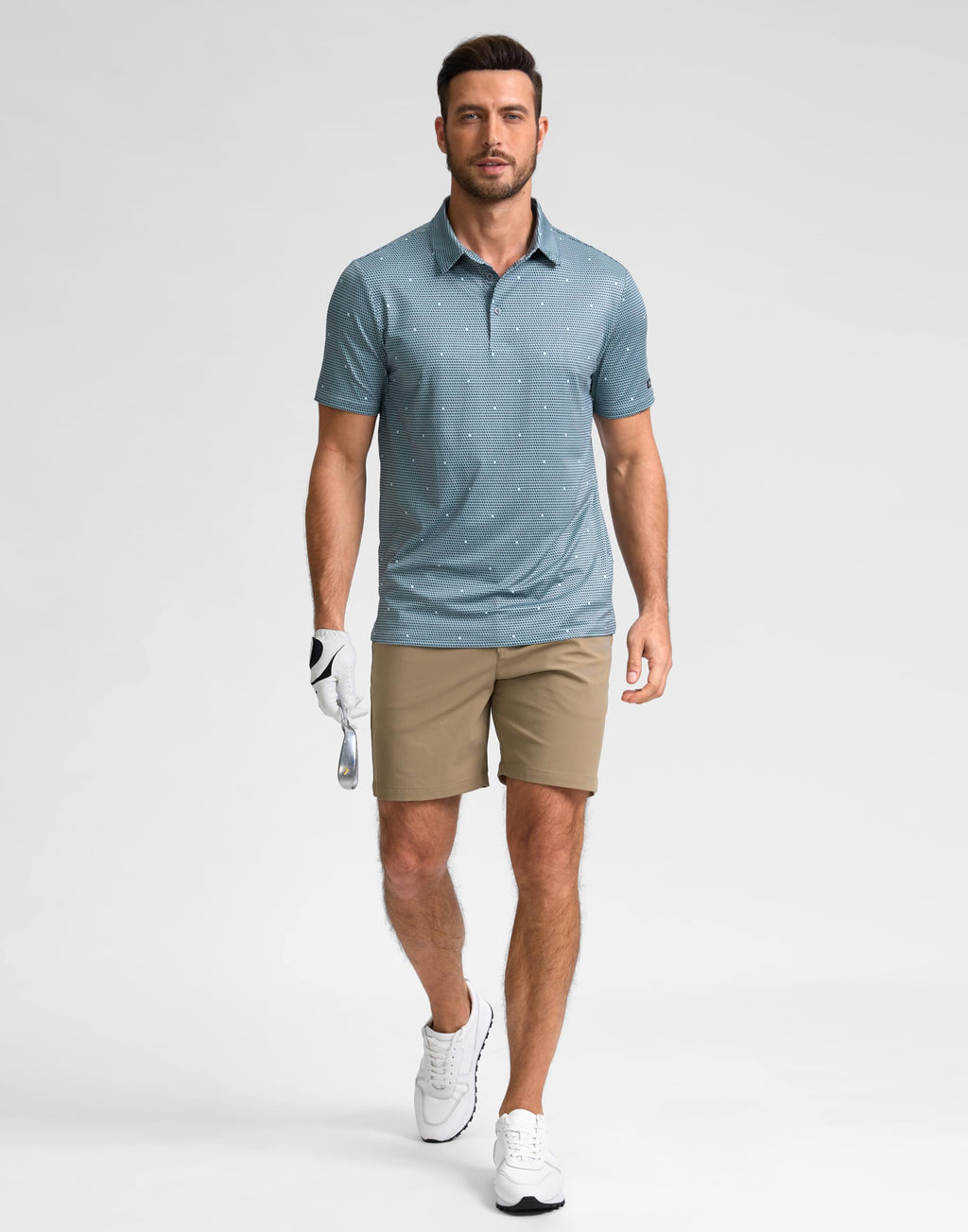 Obla Mens Golf Polo Shirts Short Sleeve Dry Fit Performance Moisture Wicking Casual Print Collared Golf Shirts for Men(Gray Flag_XXXL)