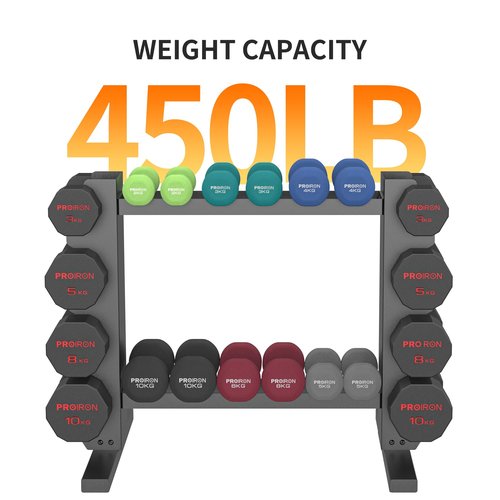PROIRON Dumbbell Rack Stand for Home Gym, Upgraded Stable Weight Rack, 4-Tier Dumbbell Rack Stand Only Holder for Dumbbells, Free Weights, 450LB Capacity Heavy-Duty Compact Storage Organizer