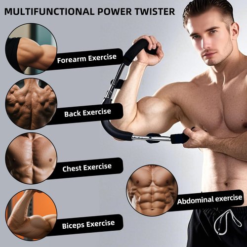 Twister Arm and Chest Muscle Trainer, U-Shape Power Twister Arm Exerciser Adjustable, Shoulder Muscle, Biceps, Triceps, Back and Forearm Triceps Chest Enhanced Exercise (Black)